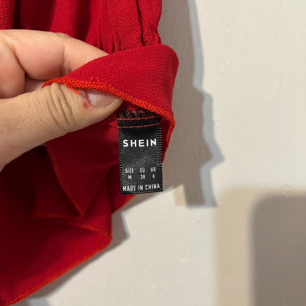 SHEIN Red Ruffle Blouse - Picture 2 of 3